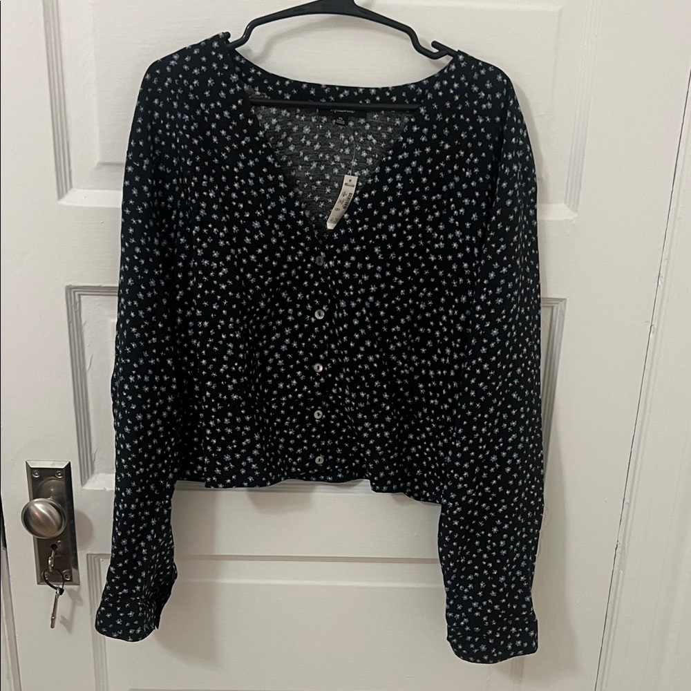 Madewell Dark Blue and White Star Print Button Down Shirt